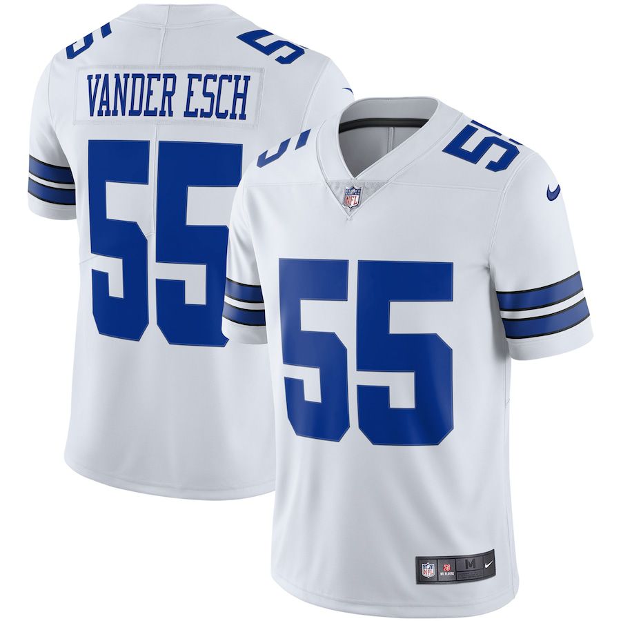 Men Dallas Cowboys #55 Leighton Vander Esch Nike White Vapor Limited Player NFL Jersey